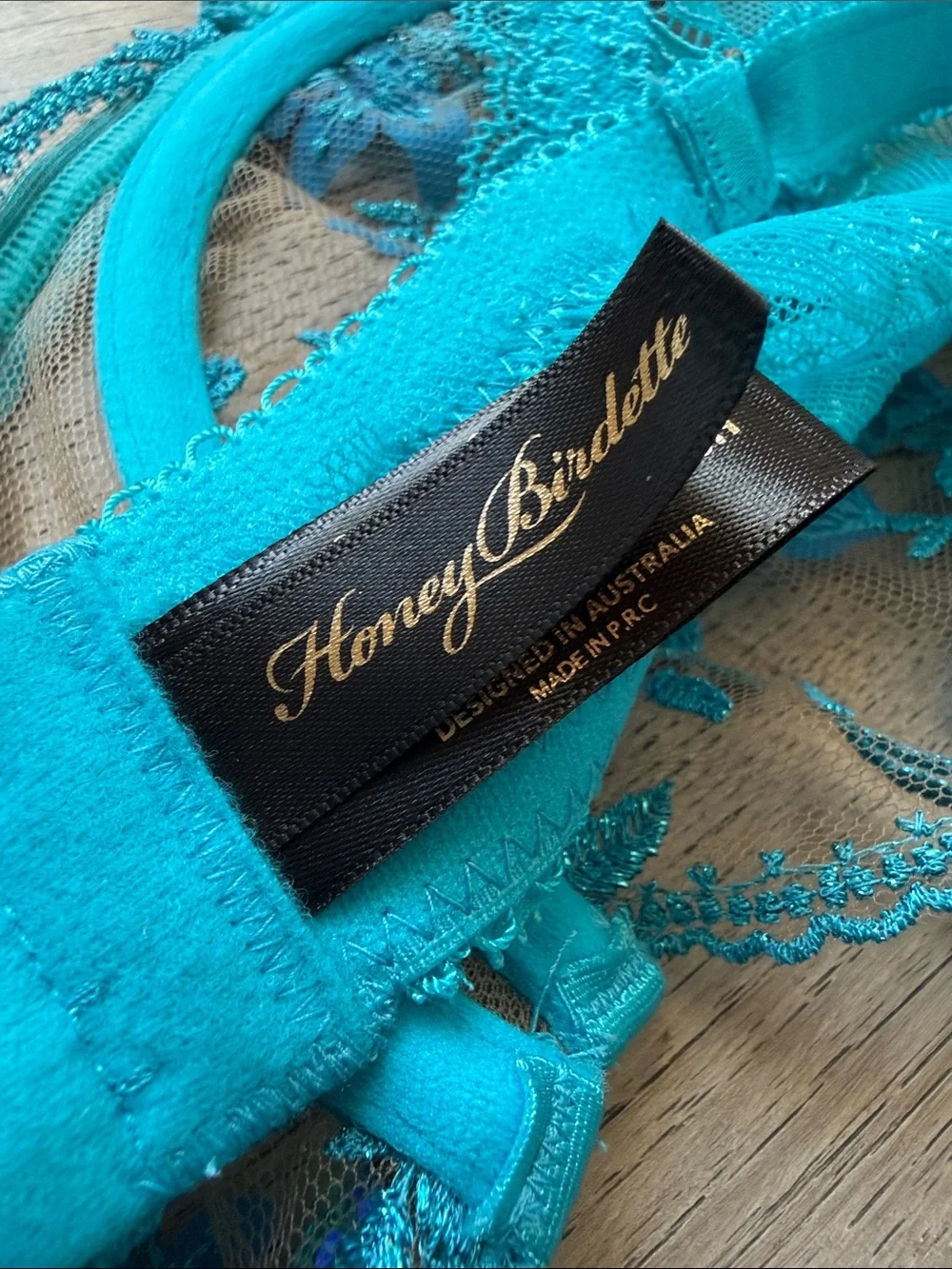 Honey Birdette Floral Sheer Whitney Ocean Bra - Picture 5 of 6